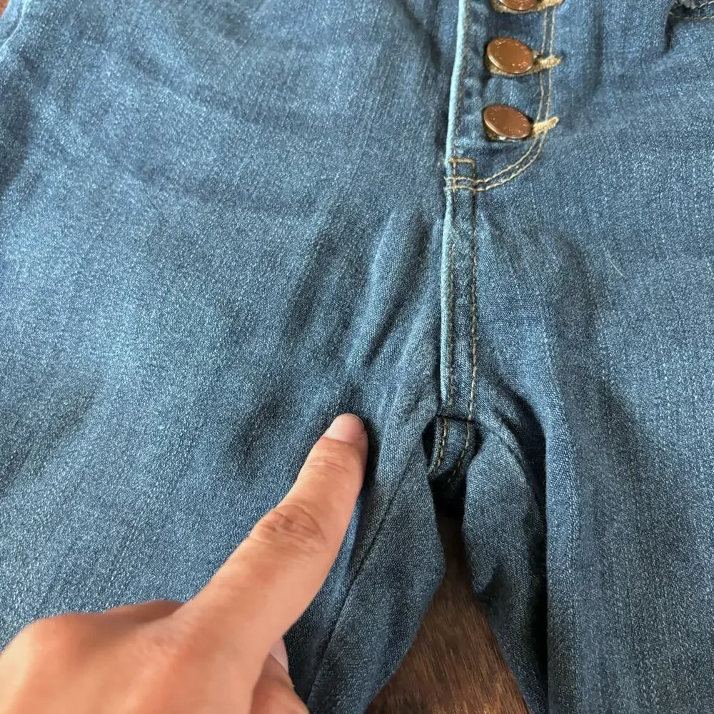 Just USA Women's Size 25 Stretchy Blue Denim Jeans Button Fly Straight Leg‎